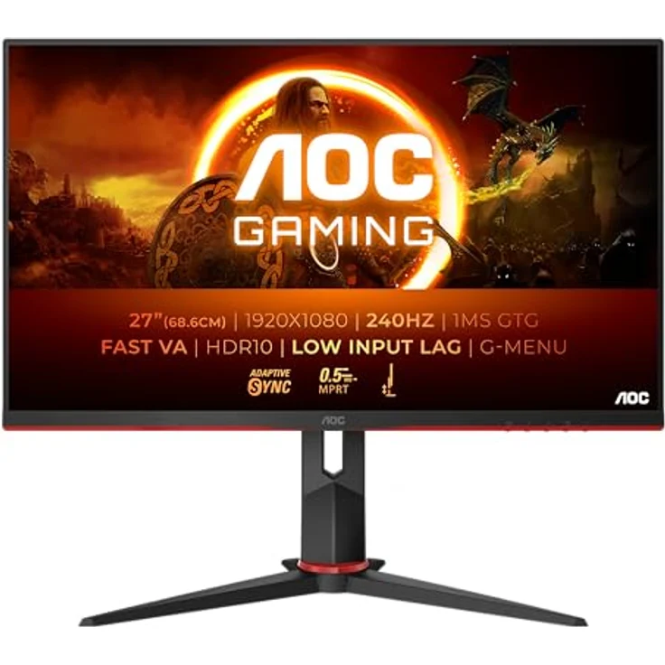 AOC Gaming 27G2ZN3-27 Zoll Monitor, 240 Hz, 0.5 ms, FreeSync Premium (1920x1080, HDMI, DisplayPort) schwarz/rot – Bild 2