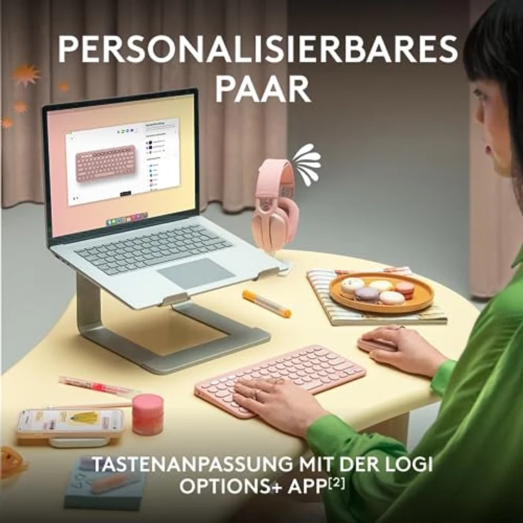 Logitech Pebble 2 Combo, kabellose Tastatur und Maus, leise und mobil, anpassbar, Logi Bolt, Bluetooth, Easy-Switch für Windows, macOS, iPadOS, Chrome, Deutsches QWERTZ-Layout, Weiß – Bild 4