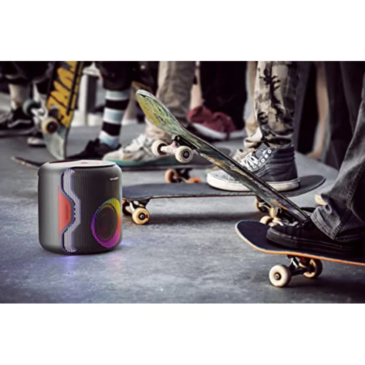 SHARP PS-921 (BK) Partylautsprecher, 14 Stunden Wiedergabezeit, Bluetooth, TWS: Koppeln eines weiteren Gerätes, Multicolor-Lichtshow, Ultra-Bass-Einstellung, 130 Watt, schwarz – Bild 5