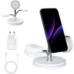 PUCHIKA 4 in 1 Induktive Ladestation für iPhone AirPods Apple Watch MagSafe Wireless Charger (inkl. 18W/QC 3.0 Schnelllade-Adapter und Typ-C-Ladekabel)