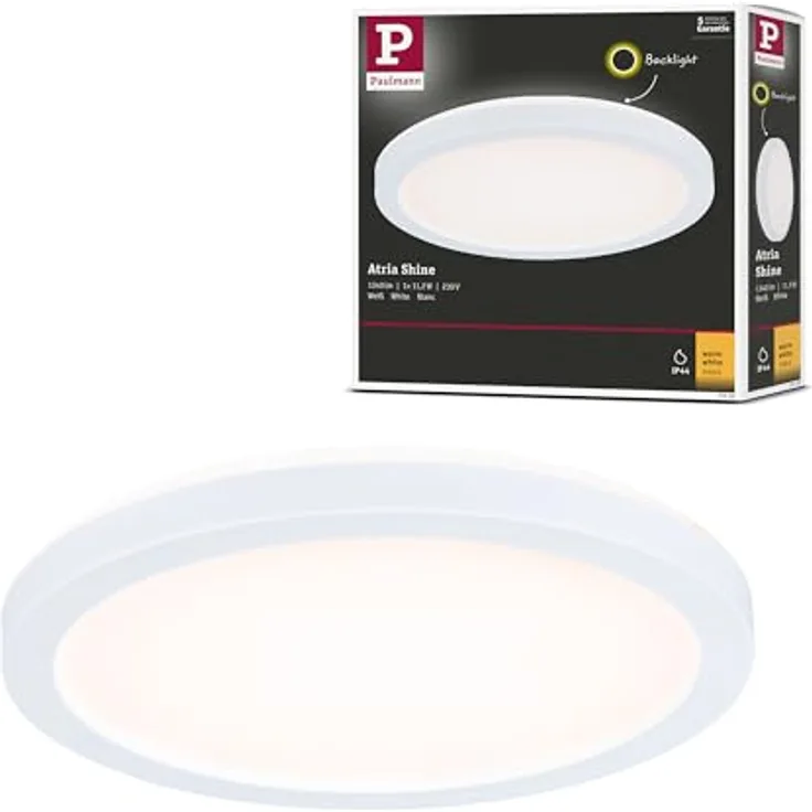 Paulmann LED Panel Atria Shine Backlight IP44 rund 190mm 11,2W 850lm 3000K Weiß Lichtpanel - Preisvergleich