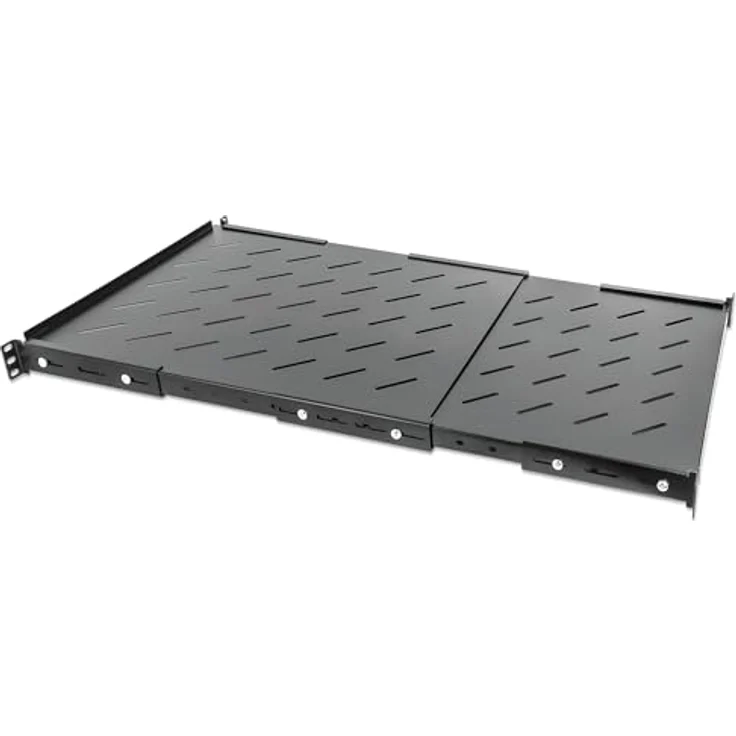 Intellinet 48,3 cm 19 Zoll tiefenverstellbarer Fachboden zwischen 550 mm und 1000 mm 1HE Stahl schwarz 714389 – Bild 2