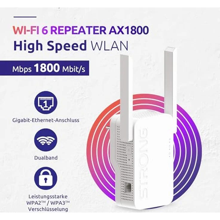 Strong REPEATERAX 1800, Dualband WLAN Repeater bis 1800 Mbit/s, WiFi 6, Accesspoint WLAN-Repeater in kompakter Steckdosenlösung – Bild 5
