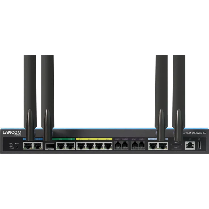 Lancom Systems 1936VAG-5G (EU), Router mit 2x VDSL-Supervectoring-Modems, Dual-SIM-5G, Load Balancing, Schwarz
