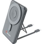 Verbatim Charge 'n' Go 2C Powerbank, 5000mAh, kabelloses Laden mit Ständer, grau