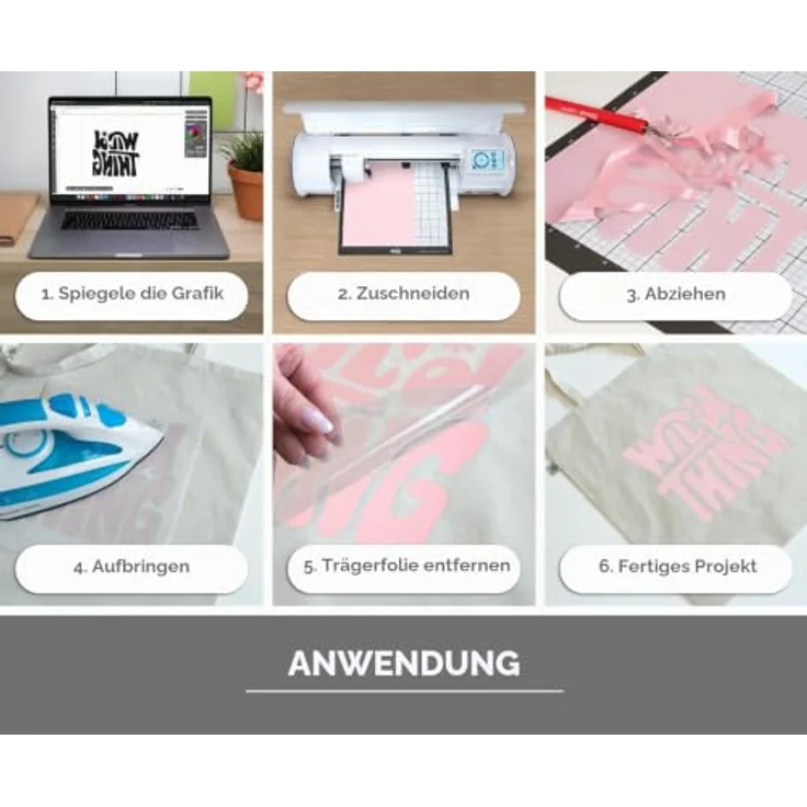 Siser Transferfolie, PVC-freie Folie für Cad-Cut® Anwendungen, Schnittbreite 30 cm, hellrosa, hohe Waschbeständigkeit, für Multi-Schicht-Anwendungen geeignet – Bild 3