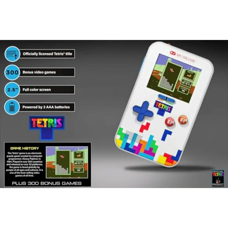 ATARI Go Gamer Tetris, tragbare Spielekonsole in weiß/blau mit 2,5 Zoll Bildschirm – Bild 8