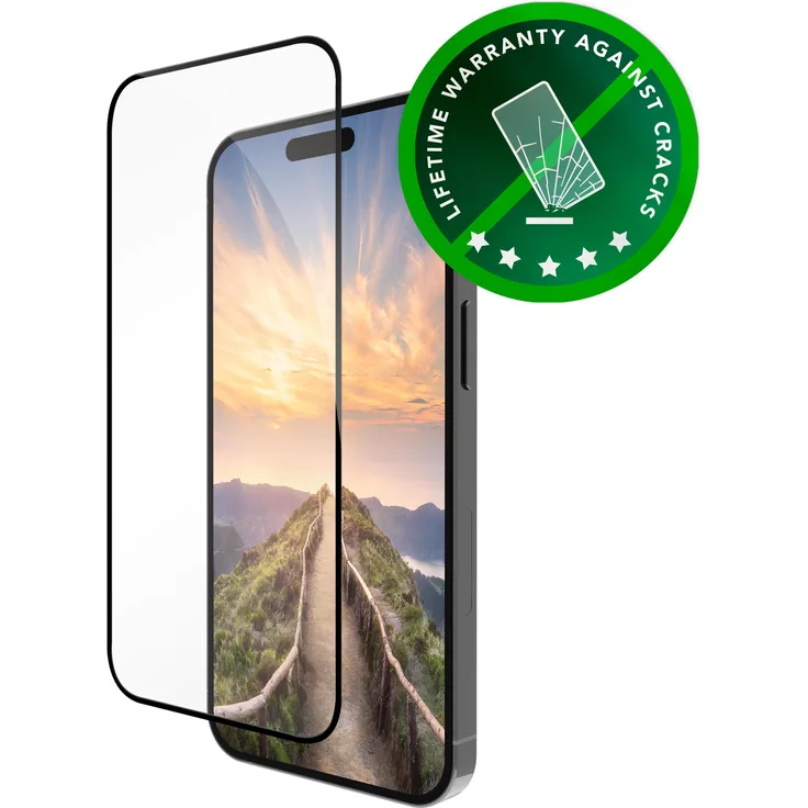 dbramante1928 Eco-Shield iPhone 16, bruchsichere Displayschutzfolie aus 100% recyceltem Kunststoff, Schwarz