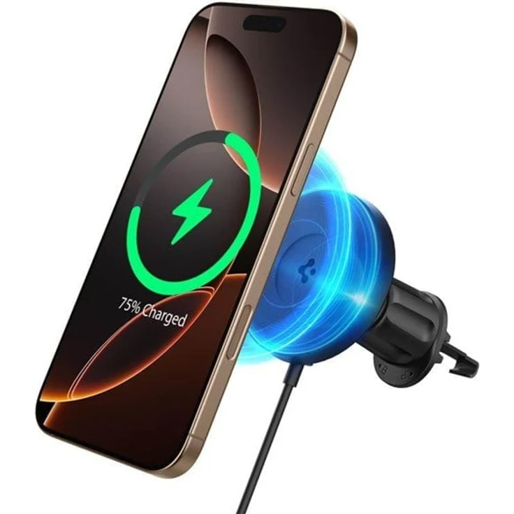 Spigen OneTap Pro 4 MagSafe Car Mount Charger, kabelloses Autoladegerät mit AirVent-Haken, schwarz – Bild 8