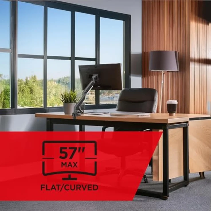 Maclean Doppelarm-Monitorhalterung mit Gasfeder für 17-57" Zoll, bis 27kg, Höhenverstellbar, Schwenkbar, Neigbar, Drehbar, VESA 75x75, 100x100, 200x100, 200x200, schwarz – Bild 2