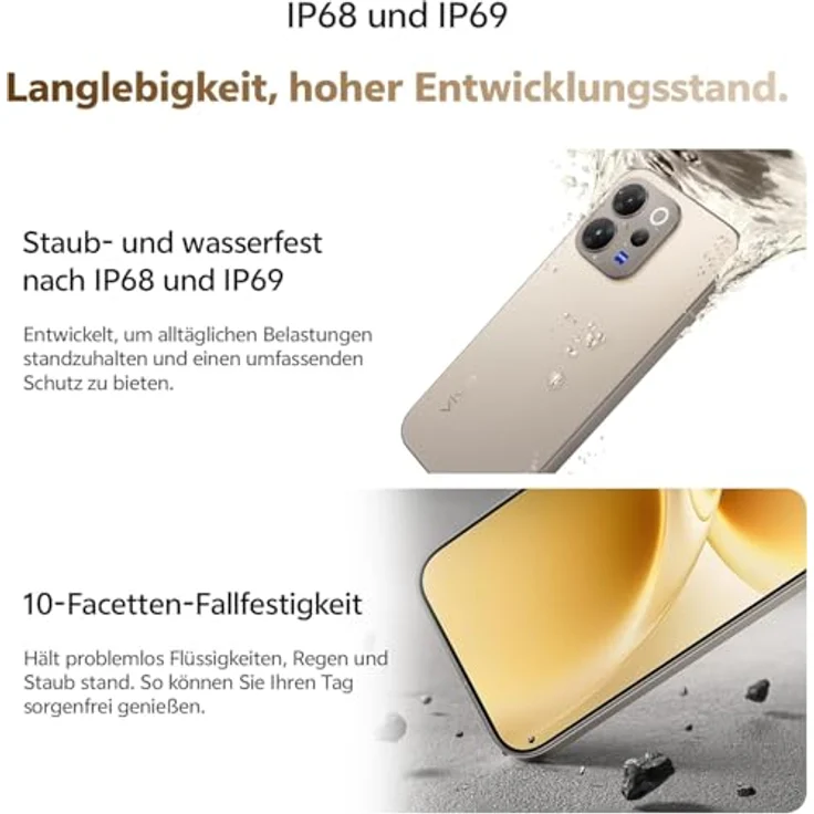 vivo V70 5G-Smartphone, 8 GB RAM + 256 GB, ZEISS 50 MP Super-Telekamera, 6,59" AMOLED-Display in 1.5K, 5.400 mAh Akku, IP68/IP69, Android 16 – Bild 4