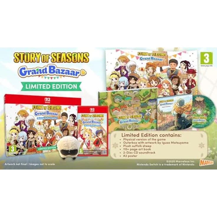 Marvelous Europe Story of Seasons: Grand Bazaar Limited Edition - Nintendo Switch 2, inklusive Plüsch-Schaf, Poster, Artbook und Soundtrack – Bild 2