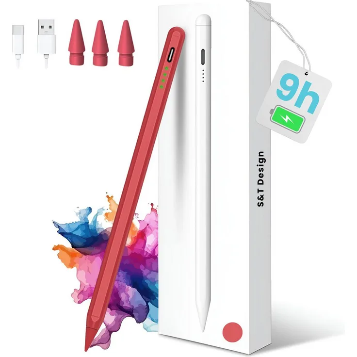 S&T Design Eingabestift Stift für iPad USB-C (2018-2024) Schnellladung für Apple iPads (2018-2024) Tabletstift Stylus Pencil 2. Generation Pen USB-C, präziser iPad-Stift