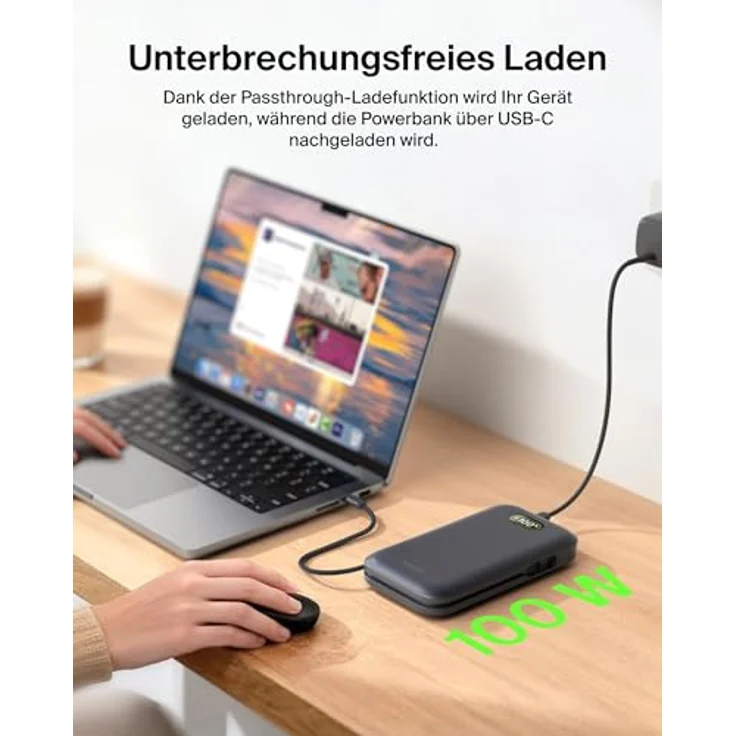 Belkin BOOST Charge Laptop Power Bank 27.000mAh, 240W, USB-C mit Kabel, für bis zu 3 Geräte, digitale Ladestatusanzeige, Handgepäck zugelassen – Bild 10