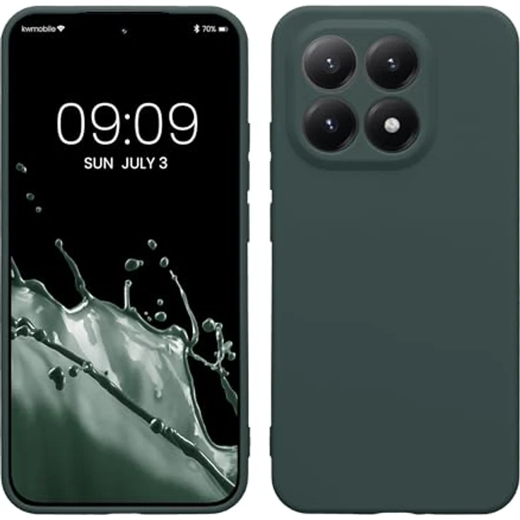 kwmobile Handyhülle für Xiaomi 15T, Silikon Case in Moosgrün, elastisch und rutschfest, präzise Ausschnitte für Kameralinsen – Bild 1
