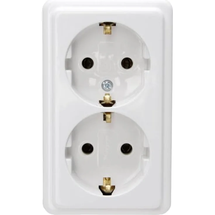 Kopp STANDARD 2-fach Schutzkontakt-Steckdose, Arktis-Weiß – Aufputz-Steckdose für Keller, Werkstatt & Garage, IP20, 16A / 250V~ – Bild 4