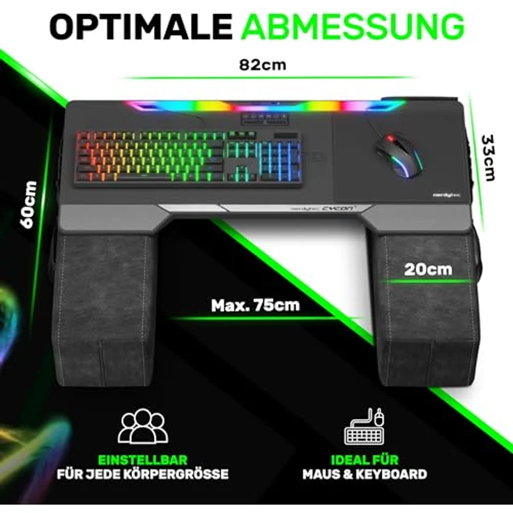 COUCHMASTER Cycon 3 | Microfaser Black Edition (Ergonomische Auflage für das Couch-Gaming, inkl. Kissen) - Preisvergleich – Bild 4
