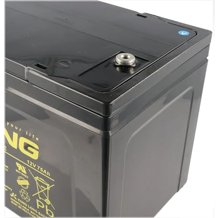 Kung Long KPH75-12NE, Blei Akku 12 Volt 75Ah mit M6 Innengewinde, wartungsfrei und zyklenfest, schwarz – Bild 4