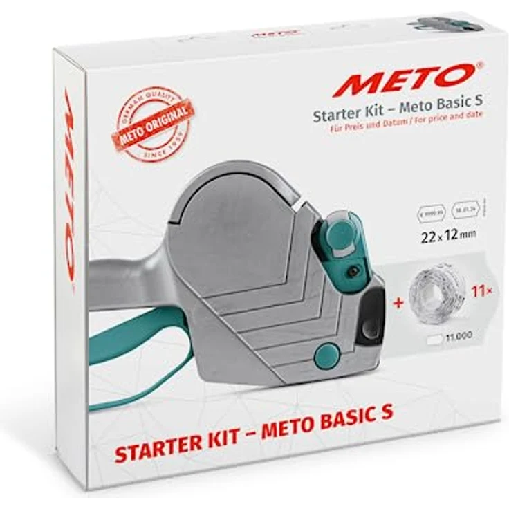METO Starter Kit Basic S 822, Beschriftungsgerät für industrielle Anwendungen, 1-zeilige Druckfunktion, inkl. 11 Etiketten, Silber – Bild 9