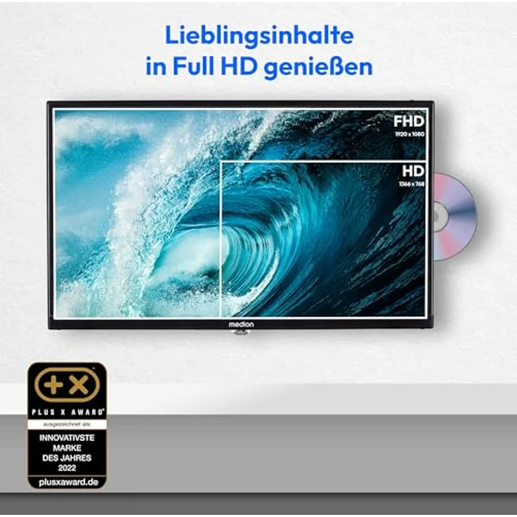 MEDION E12422 (MD 20114) 59,9 cm (24 Zoll) Full HD Fernseher mit DVD-Player, perfekt für Camping Wohnmobil LKW Garten, 12V KFZ Car-Adapter, Triple Tuner Receiver – Bild 4