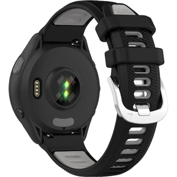 GIOPUEY Armband für Garmin Forerunner 970, Weiches TPU Ersatzarmband mit Farbdesign Spleißen - black/grey – Bild 2