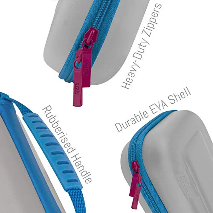 Orzly Case für Nintendo Switch Lite, Tragetasche mit zusätzlichem Speicher für Spiele und Zubehör, Grau/Blau mit Pinktönen (Sonderausgabe) – Bild 5