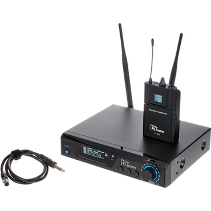 the t.bone freeU PT 823, UHF Wireless-System mit Taschensender und Gitarrenkabel, 50 - 16.000 Hz, 10 Frequenzgruppen, LCD Display, Frequenzband 823 - 832 MHz