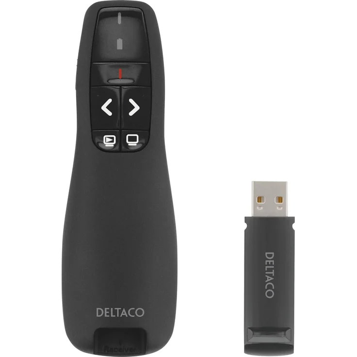 Deltaco WP-001, Wireless Presenter mit Laserpointer und Plug'n'Play-Funktion, Reichweite bis 15m