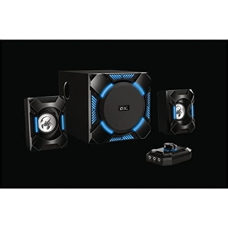Genius HP SW-G2.1 1200 Gaming System 2.1 Leistung 36 Watt RMS, PC-Lautsprecher mit blauer Hintergrundbeleuchtung – Bild 2