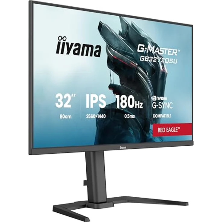 iiyama G-MASTER Red Eagle GB3272QSU-B1, 32 Zoll WQHD Gaming Monitor mit 180 Hz Fast-IPS-Panel und 0.5 ms Reaktionszeit – Bild 1