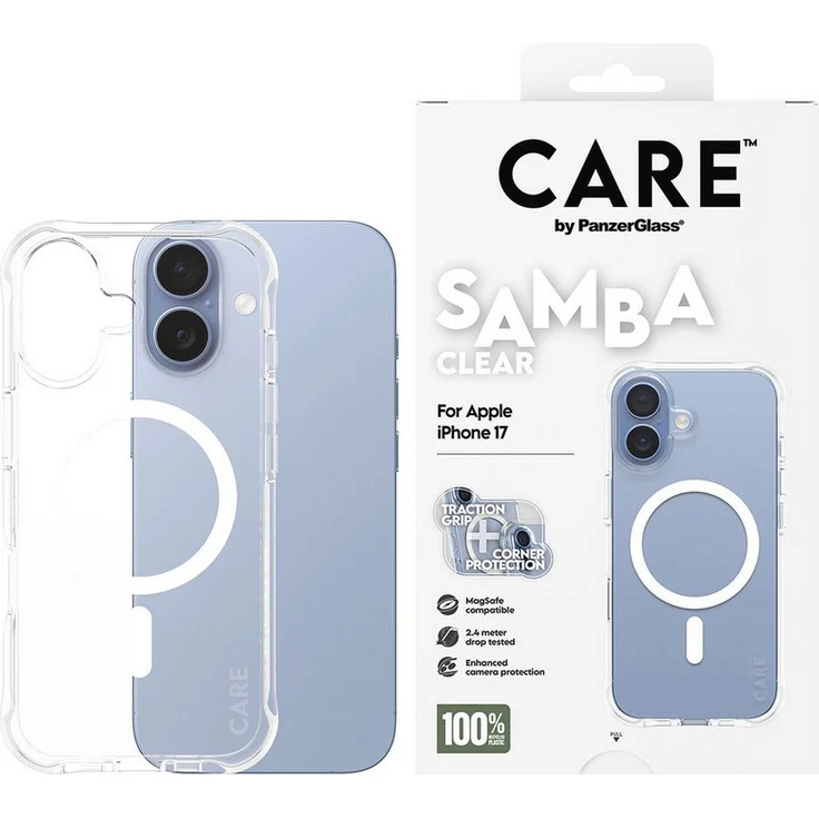 CARE by PanzerGlass Handyhülle Samba MagSafe Case für Apple iPhone 17, stoßfestes Backcover aus 100% recyceltem TPU, MagSafe-kompatibel