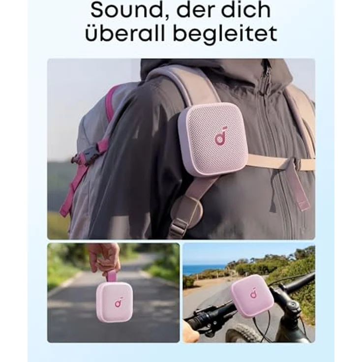 soundcore Boom Go 3i, tragbarer Lautsprecher mit 15W Sound, 24h Spielzeit, IP68 wasserfest, RGB Lichtshow, rosa – Bild 4