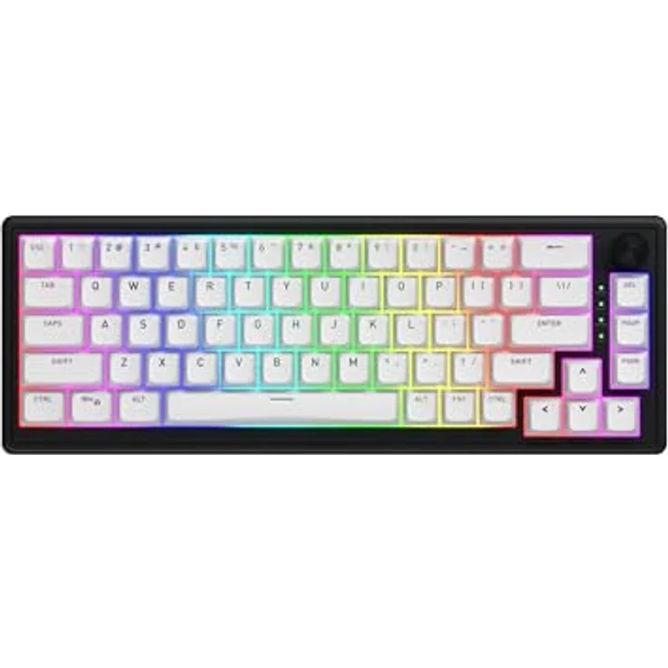 HATOR Skyfall 65 Wireless Mechanische Gaming-Tastatur, Hot-Swap, RGB, Gasket Mount, 1000Hz, 2.4GHz/Bluetooth/USB-C, Schwarz/Weiß, US Layout – Bild 1