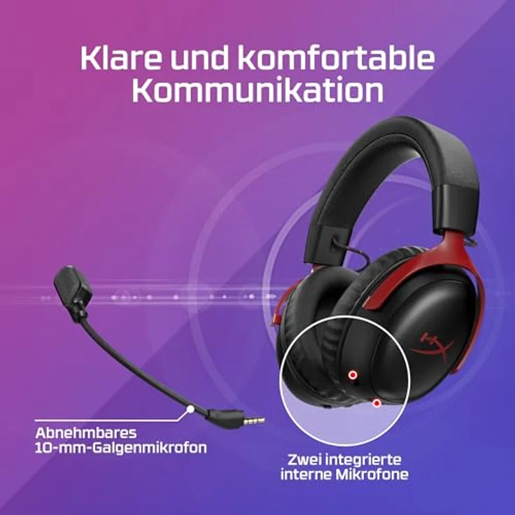 HYPERX Cloud III S, Over-ear Gaming Headset mit 120 Stunden Akkulaufzeit, Bluetooth, Schwarz, Rot – Bild 9