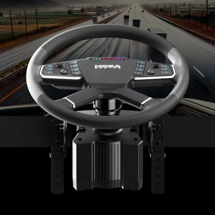 MOZA RACING Truck Driving Simulator Bundle, Gaming-Zubehör mit R5 Direct-Drive-Basis, 400 mm Trucklenkrad, programmierbaren Tasten und SR-P Lite Pedalen, Schwarz – Bild 8