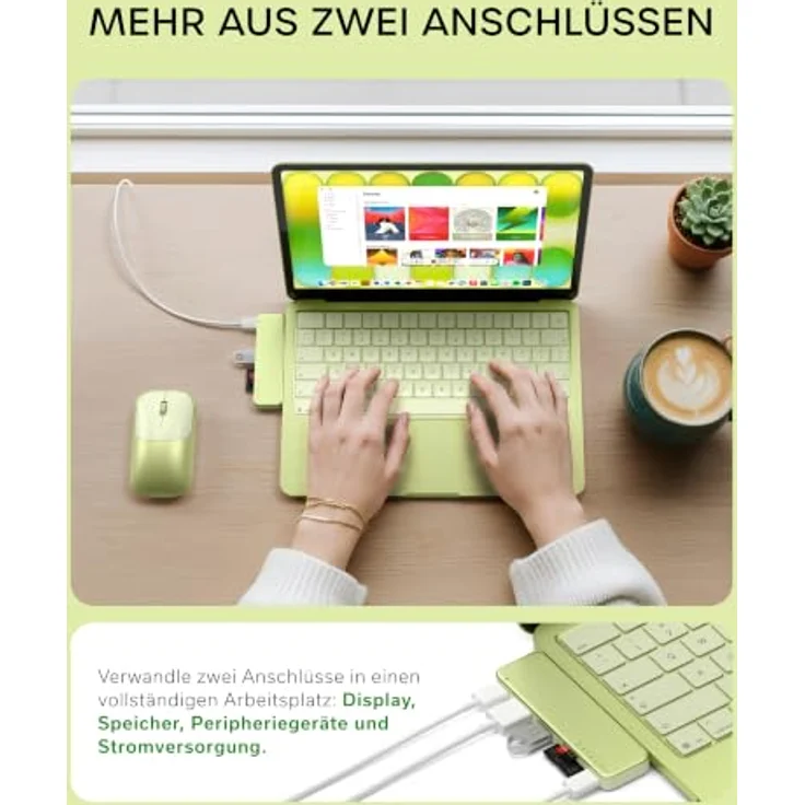 SATECHI USB-C Snap Hub 6-in-2 für MacBook Neo, 4K HDMI und 45 W Passthrough-Laden, Zitrus – Bild 5