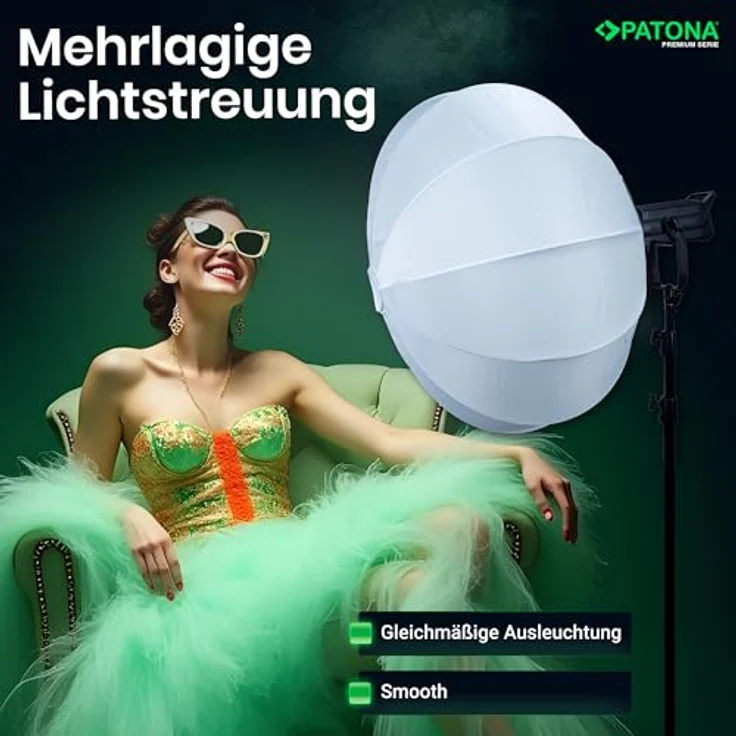 Patona Premium Global Softbox 80cm, Lichtformer mit reflektierendem Silber, Quick Set-Up Klappmechanismus, inklusive Tragetasche – Bild 3