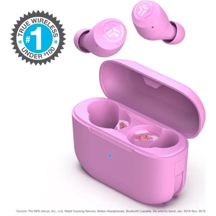 JLab Go Air Pop In Ear Kopfhörer Bluetooth Kabellos, True Wireless Kopfhörer mit Mikrofon, 32+ Stunden Headphones, Ohrhörer Kabellose, Earbuds mit USB Ladebox, Dual Connect, EQ3 Sound, Rosa – Bild 2