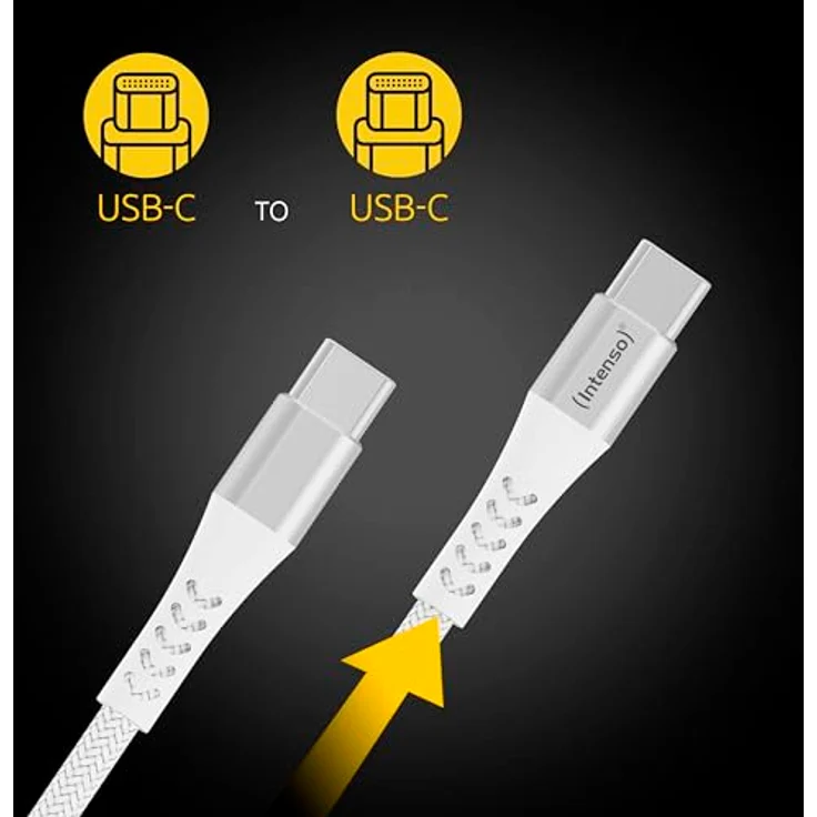 Intenso USB-Cable C315C, USB-C auf USB-C Daten- und Ladekabel, Power Delivery und Quick Charge mit bis zu 60 Watt, Nylon, 1.5 Meter, weiß – Bild 3