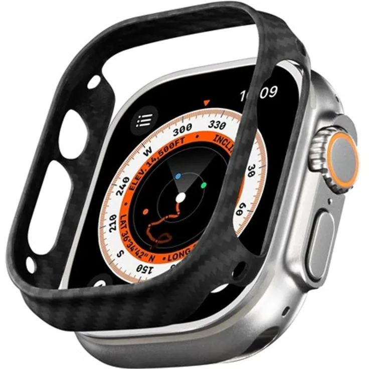 PITAKA Air Case, Hülle aus Aramidfaser in Schwarz/Grau für Apple Watch Ultra 49 mm