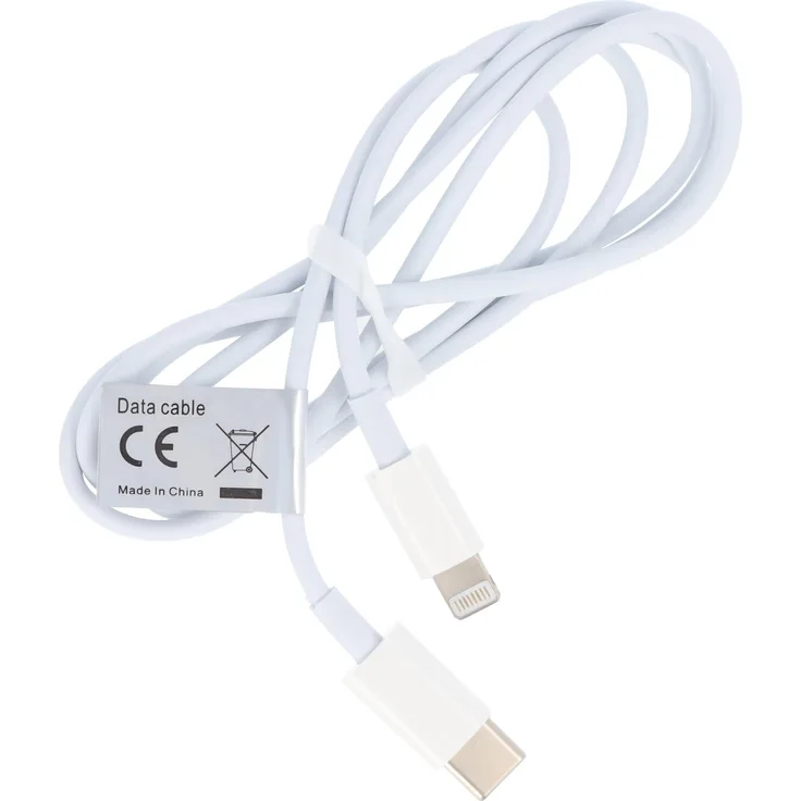 AccuCell USB-C Datenkabel, 1 Meter, zum Laden und Synchronisieren mit iPhone 11, 12, X, XS, XR, weiß