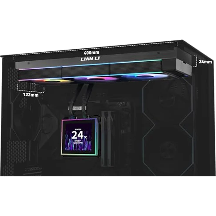 Lian Li HydroShift II LCD-S 360, 360 mm AiO-Wasserkühlung mit 3,4" IPS-Display und RGB-Beleuchtung, schwarz – Bild 5
