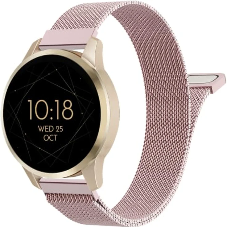 Astorgos 18 mm Metall Armband, kompatibel mit Garmin Venu 3S/4 41 mm/2S, atmungsaktives Edelstahl-Mesh-Design mit magnetischem Verschluss, wasserdicht und einstellbar für Handgelenke von 5,5" bis 8,6" – Bild 1