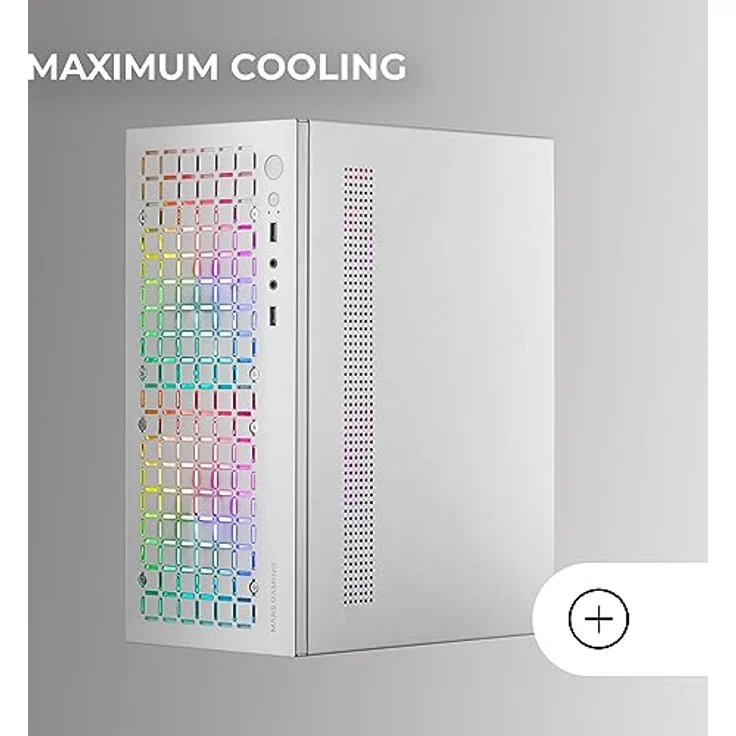 Mars Gaming MC-CORE, Ultra-kompaktes PC-Gehäuse, Metall-Mesh Front Design, 2x 120mm FRGB Lüfter, Mini-ITX, USB 3.0, Weiß – Bild 5