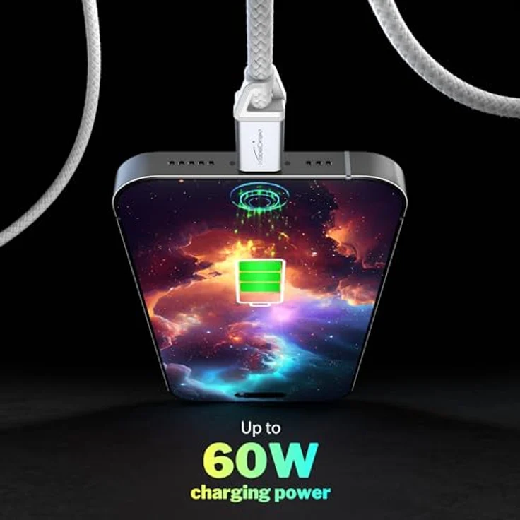 KabelDirekt USB-C-Kabel 1,5m, USB 2.0, 60W PD, flexibel und bruchfest, weiß – Bild 4