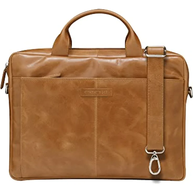 dbramante1928 - Amalienborg Laptoptasche 15 Zoll für Damen & Herren - Aktentasche mit abnehmbarem & verstellbarem Schultergurt - Aus echtem Vollnarbenleder - Tan (2nd Gen)