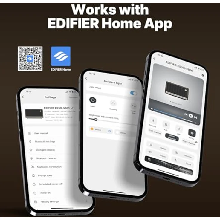 EDIFIER ES300, WLAN & Bluetooth Lautsprecher mit 60W Hi-Res Audio, AirPlay 2, LDAC, 12h Akku, Multiroom, USB & AUX, Holzgehäuse und Ambientebeleuchtung, App-Steuerung, kabelloser Premium Speaker für Zuhause – Bild 5