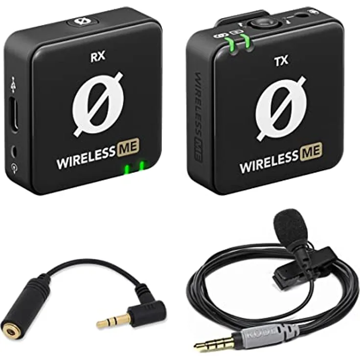 Rode Wireless ME Drahtlos Mikrofon System + Smartlav+ Mikrofon + keepdrum ADP03 TRS-Adapter