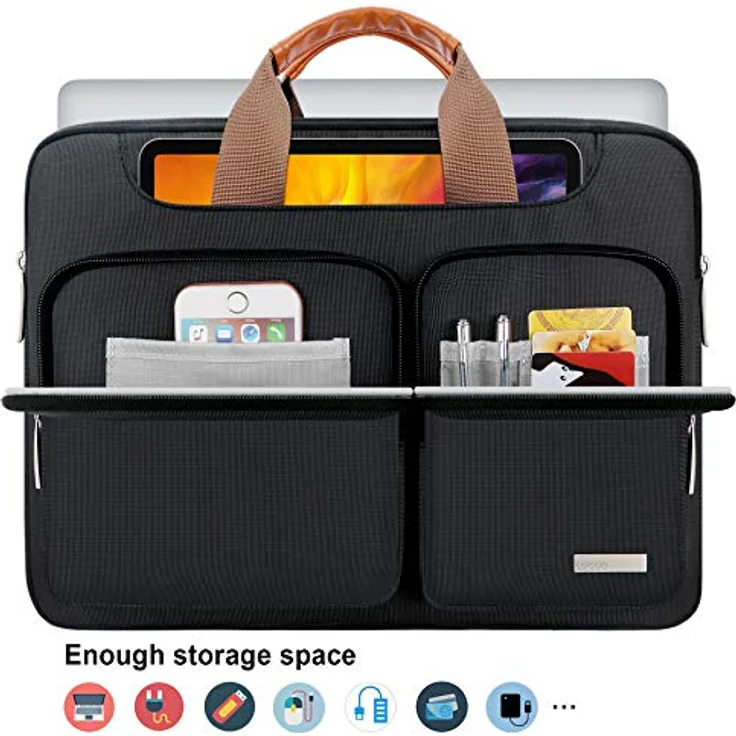 Lacdo Laptoptasche/Laptoptasche für 11-15,6 Zoll (27-15,6 Zoll), wasserdicht, Stoff Mehrfarbig Dark Black 13-13.3 Inches – Bild 3