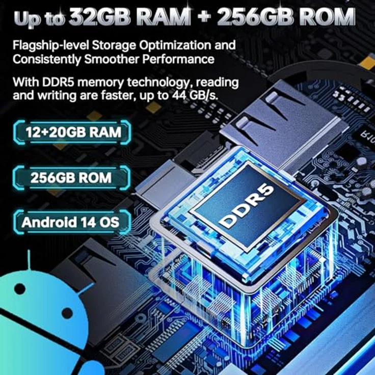 DOOGEE S200 Outdoor Smartphone 5G, 32GB RAM+256GB/2TB ROM, 6.72" FHD+ 120Hz, 100MP+20MP Nachtsicht, Dual SIM/NFC, Blau – Bild 5